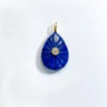 Lapis lazuli teardrop pendant detail, natural gemstone crystal charm for DIY necklace jewelry. - Pendant Only (Without Chain) / Lapis Lazuli