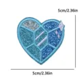 Blue heart gemstone glitter embroidery patch for DIY clothing bags hats decoration. - Blue Heart Gemstone (PE16515CT)