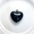 Black glossy heart pendant for DIY handmade necklaces and jewelry making supplies craft. - Pendant Only / Black