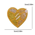Gold glitter heart embroidered patch gemstone clothing diy decorative patch 5cm size - Multicolor Heart Gemstone (PE16516CT)