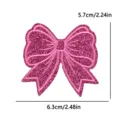 Pink glitter bow embroidery patch DIY accessory with clear size dimensions for clothing bags. - Pink Bowknot (PE16482CT)