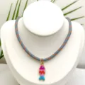 Pendentif poisson coloré style marin collier DIY avec cordon tissé gris et orange accessoire - Pendentif + Chaîne sur la Photo (Q01-14)