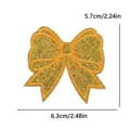 Gold glitter bow embroidered patch DIY craft accessory for clothing hat bag decoration - Gold Bowknot (PE16484CT)