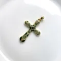 Pendentif croix doré avec émail vert et zircon micro-serti, accessoire bijou DIY élégant. - Pendentif Uniquement (Sans Chaîne) / Vert