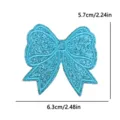 Blue glitter bow embroidery patch for DIY clothing bags hats decoration size 6.3x5.7cm - Blue Bowknot (PE16486CT)