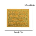 Gold glitter embroidered patch with funny text quote for clothing, bags and phone cases DIY. - Gold Black Too Close (PE16510CT)