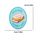 Cute glitter blue embroidered book patch reading more worry less iron on badge accessory - Book Style Read More (PE16491CT)