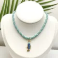 Collier pendentif petit poisson rayé émail coloré style océan accessoires DIY - Ensemble Pendentif et Chaîne (Q01-1)