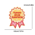 Glitter embroidered patch badge tummy ache survivor motif for apparel bags phone cases decor. - Medal Style Tummy Ache Survivor (PE16493CT)
