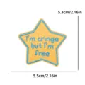 Glitter star embroidered patch with funny slogan quote, clothing accessory decoration. - Star Style Cringe But Free (PE16494CT)