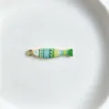 Ocean style colorful enamel striped fish pendant charming DIY necklace accessory item. - Pendant Only (Without Chain) (P01-1)