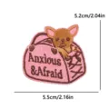 Glitter dog embroidered patch cute animal clothing badge accessory DIY backpack phone case - Dog Style Anxious Afraid (PE16496CT)