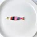Colorful enamel striped fish pendant charm DIY necklace accessory, ocean style design. - Pendant Only (Without Chain) (P01-2)