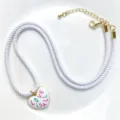 White rope heart pendant necklace featuring colorful love letters and gold clasp variant. - White Necklace Heart Style (C02-8)