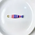 Colorful enamel striped fish pendant charm for DIY handmade jewelry necklace accessories. - Pendant Only (Without Chain) (P01-4)