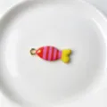 Pendentif poisson rayé coloré breloque pour fabrication de bijoux collier DIY style océan. - Pendentif Seul (Sans Chaîne) (P01-10)