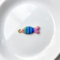 Pendentif poisson rayé coloré accessoire collier DIY, joli bijou en émail pour la création. - Pendentif Seul (Sans Chaîne) (P01-11)
