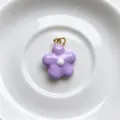 purple enamel flower pendant detail closeup for diy handmade jewelry bracelet necklace - Pendant Only (No Chain) / Purple