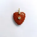 Heart shaped red stone carved pendant necklace jewelry accessory detail closeup view - Red Stone Pendant Only