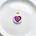 Close-up detail of a gold-plated colorful heart pendant, perfect for DIY jewelry making. - K01-2 (Pendant Only)