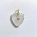 Natural carved crystal heart pendant with gold-plated bezel setting and sparkling cubic zirconia stones. - White Crystal Pendant Only (Without Chain)