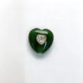 Grüner Stein Herz Anhänger Detail, Zirkonia besetzt, Goldrand Akzent, DIY Schmuck. - Herzanhänger (Nur Anhänger) / I06 Dunkelgrüner Stein (Nur Anhänger)