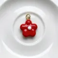 Red enamel flower pendant with gold ring, perfect for handmade DIY bracelet necklace jewelry. - Pendant Only (No Chain) / Red