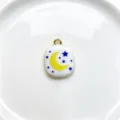 Gold plated enamel moon star pendant charm for DIY handmade jewelry making necklaces bracelets accessories - K01-4 (Pendant Only)