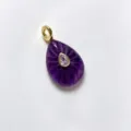 Teardrop amethyst pendant with zircon inlay and gold-tone bail for necklace DIY accessories - Amethyst Purple