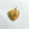 Natural stone heart pendant carved crystal yellow gemstone with zircon gold tone jewelry DIY charm - Yellow Jade Pendant Only