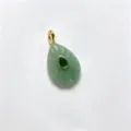 Green Aventurine Teardrop Pendant Gold Plated Gemstone Necklace Accessory Close View - Green Aventurine