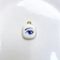 Exquisite blue eye enamel pendant, copper plated DIY necklace jewelry making accessory detail - K01-5 (Pendant Only)