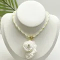 Ciondolo conchiglia naturale stile oceanico fatto a mano creativo collana fai da te accessorio dettaglio - Cordino con Motivo Bianco Verde