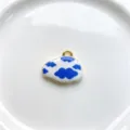 Blue white cloud enamel pendant charm diy copper jewelry accessory for necklace bracelet making - K01-7 (Pendant Only)