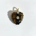 Natural Tiger Eye Stone Heart Pendant Carved Gemstone Jewelry Detail View Zircon Accent - Tiger's Eye Pendant Only (Without Chain)