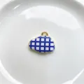 Blue white grid cloud pendant charm copper enamel DIY necklace jewelry accessory detail view - K01-8 (Pendant Only)