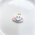 Enamel cloud smiling face pendant cute charm for DIY necklace jewelry making accessories - K01-10 (Single Pendant)