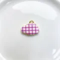 DIY pink grid cloud pendant charm copper gold plated jewelry making accessory for necklace - K01-11 (Single Pendant)