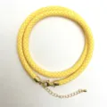 Yellow braided rope necklace detail, gold metal clasp, DIY handmade cord jewelry accessory - A-04