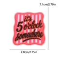 Pink white striped embroidered patch with funny quote letters iron on badge diy accessory. - Pink White Vertical Stripe somewhere (PE19225CT)