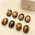 Perline in pietra naturale occhio di tigre con zircone, accessori distanziatori DIY in rame - A01