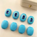 Turquoise blue oval gemstone spacer beads with gold plated blue zircon for DIY handmade jewelry - A08