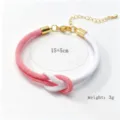 Zweifarbig geflochtenes Seil Armband verstellbarer Knoten Paar Geschenk Detailansicht - Rosa + Weiß