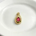 Elegant teardrop gold pendant with vibrant red gemstone, minimalist fashion juwelry accessory. - Pendant Only (Without Chain) / Red