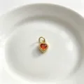 Ciondolo Cuore Zircone Rosso Rame Placcato Oro Accessori Gioielli Fai Da Te Dettaglio. - solo ciondolo / Cuore 03
