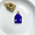 Copper plated DIY pendant charms, purple enamel house and textured tag for jewelry making. - Pendant Only (Without Chain) (E01-4)