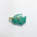 Green natural stone tropical fish pendant with sparkling zircon inlay and gold-tone bail detail - Pendant Only / Amazonite