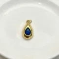 Gold teardrop pendant with blue gemstone detail shot, elegant fashion jewelry accessory. - Pendant Only (Without Chain) / Dark Blue
