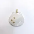 Gedetailleerd uitzicht van natuurlijke witte kristallen schelp hanger met gouden zirkon. - Hanger Zonder Ketting / Bergkristal