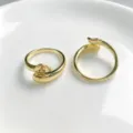 Vergoldeter unregelmäßiger Tropfen offener Ring minimalistische DIY Schmuckkomponente - Goldene Basis